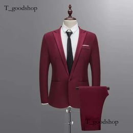 Bouton mince pour hommes Robe de couleur pure Blazer Host Show Jacket Coat Pant 623