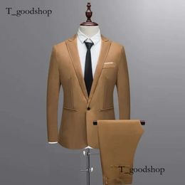 Slim knoppak voor heren Pure Color Dress Blazer Host Show Jacket Coat Pant 253