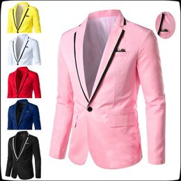 Veste Slim pour hommes Business Casual Suit Jacket Wedding Groom Blazer à un bouton pour hommes 220409