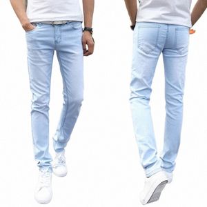 Hommes Slim Little Feet Elastic Baggy Jeans Coréen Fi Streetwear Cargo Denim Pantalons Hommes Vêtements C9xH #
