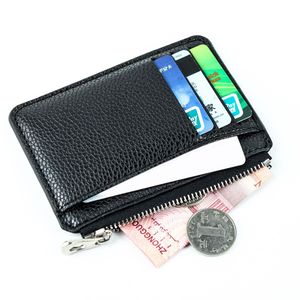 Portefeuille en cuir PU mince pour hommes porte-cartes pour hommes Mini porte-monnaie à glissière marque de luxe concepteur petit portefeuille minimaliste pour hommes