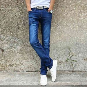 Mannen Slanke Stretch Jeans Mode Solid Color Classic Style Denim Broek Mannelijk Merk 210723