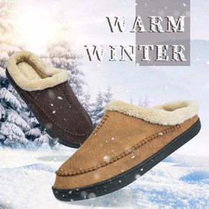 Heren Slippers Winter Warm Pluche Home Katoenen Schoenen Man Indoor Non-Slip Floor Schoeisel Casual Outdoor Mannen Bont Sneakers Maat 49 50