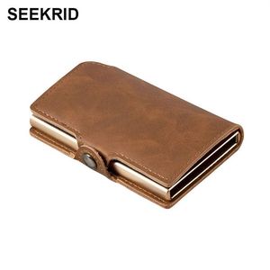 Smart Wallet RFID van heren blokkeren metaalbedrijfs -ID creditcardhouder dunne aluminium kaartkast Mini Cardholder dunne portemonnee For235X