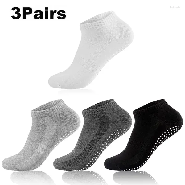 Chaussettes pour hommes 1/2/3 paires colle Yoga absorbant la sueur et respirant bateau coton Sport sol antidérapant