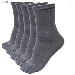 Chaussettes pour hommes 1 paire automne hiver Style chaud polyester-coton cinq doigts pur coton orteil chaussette 5 couleurs pour hommes