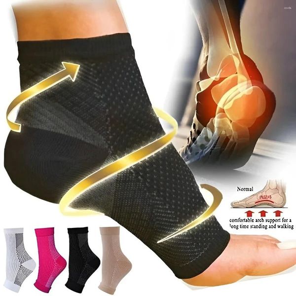 Chaussettes pour hommes 1 paire de cuivre infusé compression soutien de la cheville soulagement de la douleur pied anti-fatigue sport course yoga