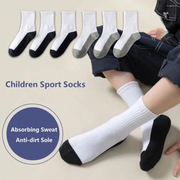 Calcetines para hombres 1 par Gris Suela negra Niños Blanco Bebé Medias Absorción Sudor Deporte Color Sólido Accesorios de tela Primavera