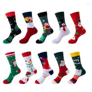 Herensokken 1 paar Happy Mens Christmas Sock Womem Cartoon Combed Cotton Harajuku Funny Xmas Gift Sokken Winter Meias Calcetines
