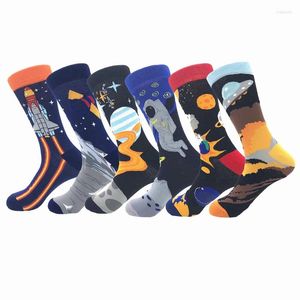 Chaussettes pour hommes 1 paire mâle marée marque hommes coton ciel étoilé automne hiver style longue chaussette de mariage hommes genou haute homme d'affaires Sox