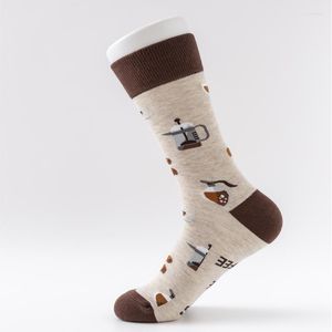 Chaussettes pour hommes 1 paire homme coton café bière bas Streetwear doux coloré chaussette