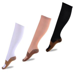 Chaussettes pour hommes 1 paire hommes femmes sport compression stocks équipage fibre de cuivre long genou haute pression bas protéger les jambes