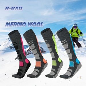 Chaussettes masculines 1 paire en laine mérinos thermique hommes femmes hiver longue compression chaude pour la randonnée de ski snowboard grimpant sports 221027