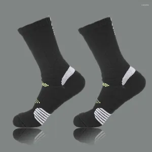 Chaussettes pour hommes, 1 paire, coussin d'absorption de sport, entraînement antidérapant, Dissipation de la chaleur, évacuation de la sueur, Compression en coton