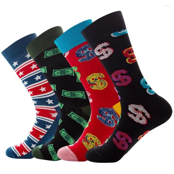 Chaussettes pour hommes 1 paire Unisexe Cartoon Dollar Creative and intéressant Sports de fitness chaleureux