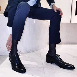 Chaussettes masculines 1 paires masculines ultra mince robe transparente entreprise respirante bas de genoue de genou