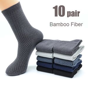 Chaussettes pour hommes 10 paires de chaussettes en fibre de bambou pour hommes Harajuku rétro respirant homme d'affaires chaussettes noires chaussettes longues déodorant coffret cadeau taille 3946 230410