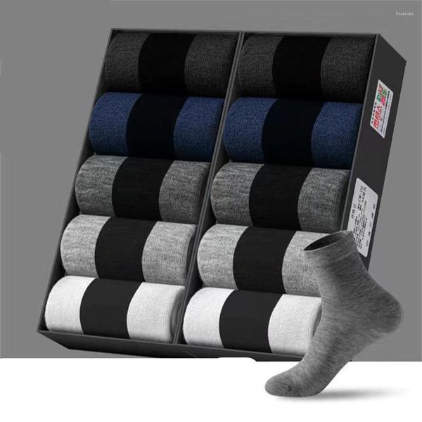 Chaussettes pour hommes 10 paire/ensemble envoi rapide coton mi-long hommes couleur unie déodorant antibactérien absorbant la sueur simple