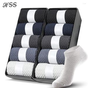 Chaussettes masculines 10 paires bambou fibre hommes hommes courts commerciaux noirs mâles meas été chaussures robes respirant vêtements tailles 38-44