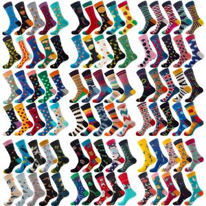 Herensokken 10 paar kleurrijke heuphop-skateboard Happy Combed Cotton Funny Crew voor kerstcadeau calcetines de hombre