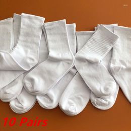 Calcetines de hombre 10 par/lote hombres sólido negro blanco gris transpirable algodón deportes verano otoño fino hombre medio tubo mujeres