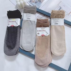 Calcetines para hombre 10 pares de medias de algodón resistentes al desgaste Anti-gancho de seda para mujer calcetines cortos antideslizantes de tubo medio