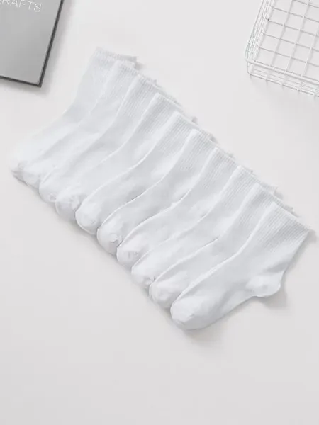 Calcetines para hombres 10 pares de color sólido blanco para hombres medias medias de tubo alto set de moda y clásica