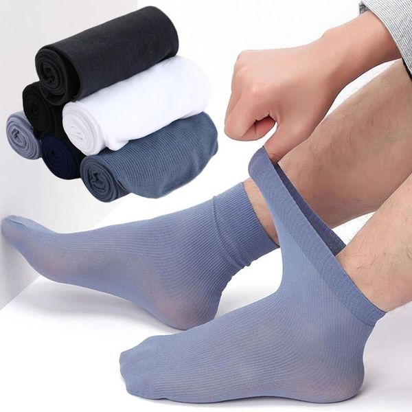 Chaussettes pour hommes 10 paires été respirant ultra-mince fibre de bambou pour hommes mode absorption de la sueur antibactérien bande tube moyen