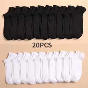 Men's Socks 10 Pairs Unisex Casual Plain Color Boat Thin Breathable Comfy Anti Odor Sweat-absorbing Low Cut Ankle For Men Women