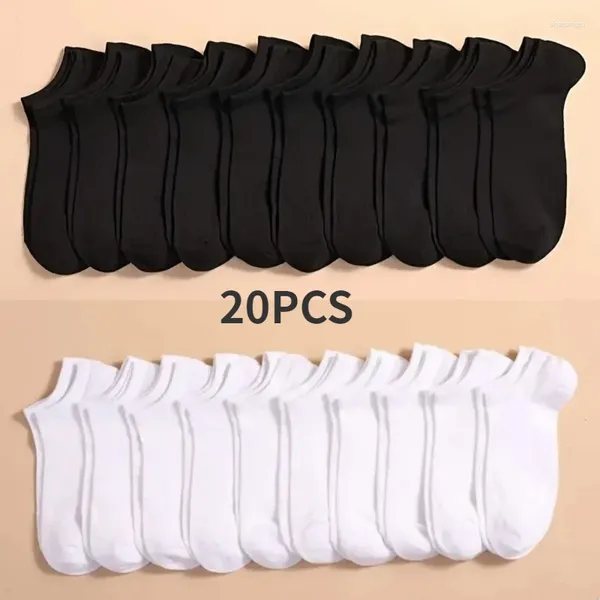 Chaussettes pour hommes 10 paires femmes/hommes bateau invisible coupe basse silicone antidérapant été non-show cheville couleur unie décontracté respirant