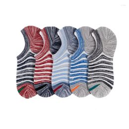 Chaussettes pour hommes 10 paires de haute qualité hommes coton grande taille été mode rayé Silicone antidérapant doux respirant court mâle