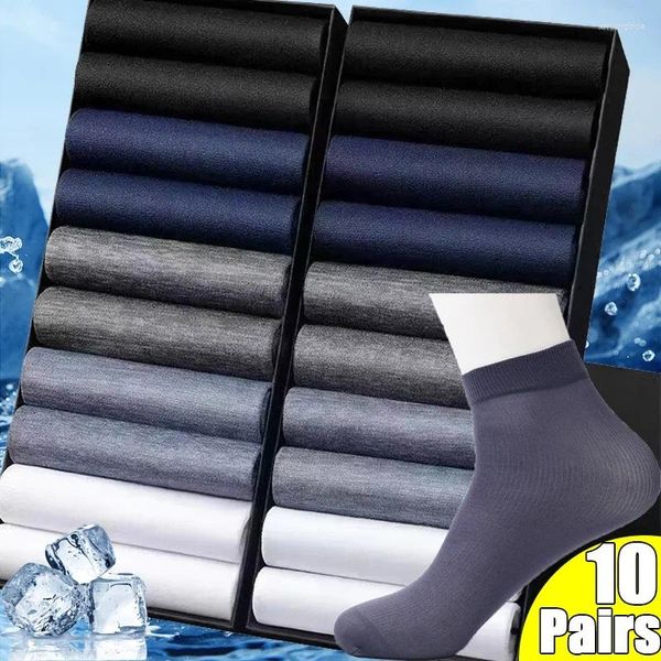 Chaussettes masculines 10 paires de glace de glace respirante à bas de bas de bas de bas de bambou Sox Summer Business Absorption Business Absorption Business