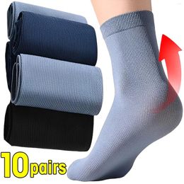 Chaussettes masculines 10 paires de glace de glace de couleur solide entreprise des cadeaux doux respirants et des fibres de bambou à la cheville