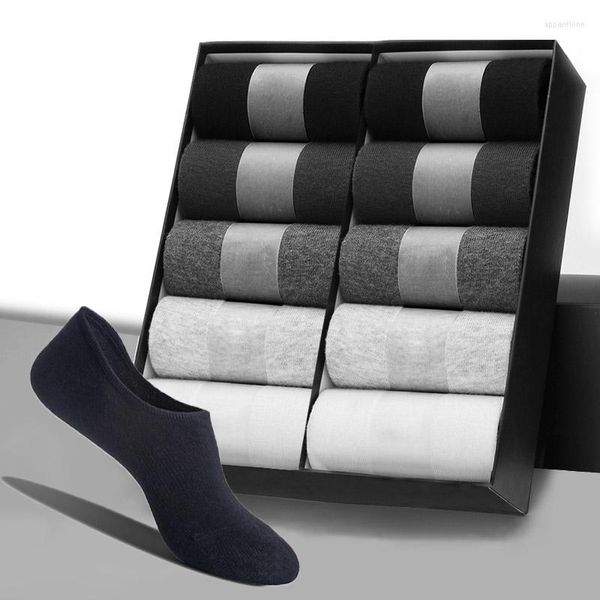 Chaussettes pour hommes 10 paires/lot 2022 hommes couleur unie Invisible coton Style d'été tout match mince Original peu profond cadeau pour homme