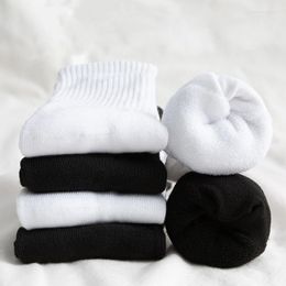 Chaussettes pour hommes 10 paires/lot solide éponge épaisse hommes femmes longue épaissir chaud Sport d'hiver noir blanc Calcetines Meias