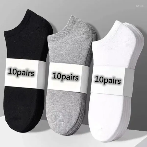 Chaussettes pour hommes 10 paires basses noires et blanches grises respirantes courtes de sport pour femmes EU38-44