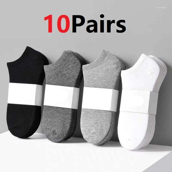 Chaussettes homme 10 paires hommes couleur unie coupe basse noir blanc gris respirant coton sport homme été court cheville femmes