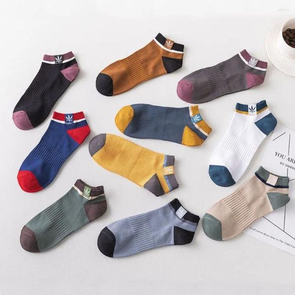 Chaussettes pour hommes 10 paires sportiels hommes imprimés colorés courts absorbant la sueur basse manchette