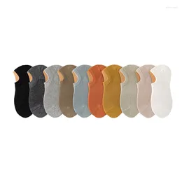 Chaussettes homme 10 paires/printemps/été maille respirante Invisible coupe basse Silicone anti-dérapant bateau coton