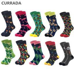 Chaussettes pour hommes 10pairslot marque qualité hommes coton peigné coloré heureux drôle chaussette automne hiver chaud décontracté longs hommes chaussette de compression 231101