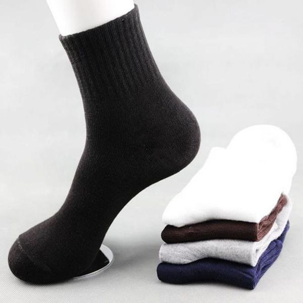 1 paire de chaussettes en coton de couleur unie pour hommes, mode en Tube, hiver, décontracté, Business, respirantes
