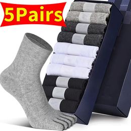 Calcetines para hombre, 10 Uds., algodón, cinco dedos, cómodos, para negocios, deportes, correr, tripulación, transpirable, desodorante, calcetín masculino