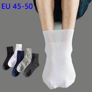 Calcetines para hombres 1 lote 5 pares Tamaño grande Hombres Plus Algodón largo Boca suelta Buen elástico Negocio Vestido sólido Padres diabéticos EU43-48