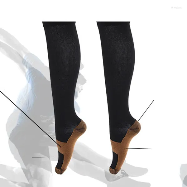 Chaussettes pour hommes 1 paire de compression pour hommes femmes bas longs coton sport anti-fatigue soulagement de la douleur genou haut