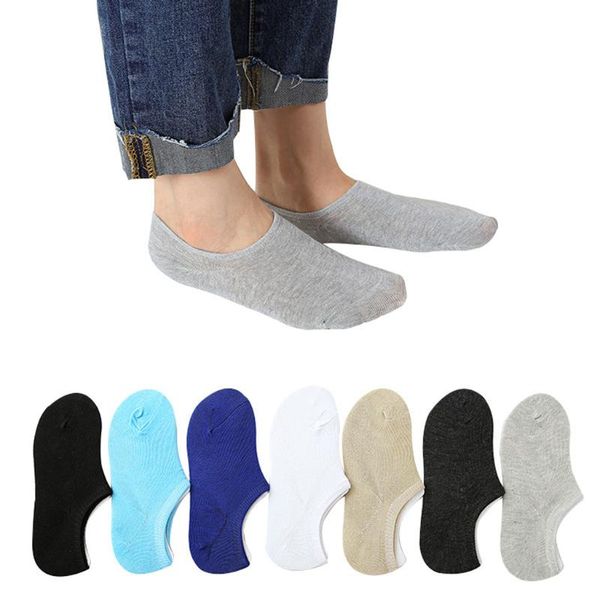 Chaussettes pour hommes 1 paire unisexe mode heureux hommes bateau été couleur Pure confortable multicolore bas antidérapant rayure court