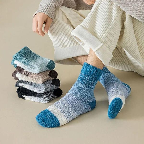 Calcetines para hombres 1 par Cálido Coral Terciopelo Dormir Suave Espesado Invierno Algodón esponjoso para adultos