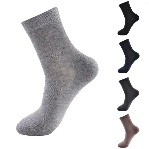 Chaussettes pour hommes 1 paires couleur unie haute qualité hommes doux respirant antibactérien noir gris confortable sport affaires hommes