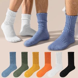 Calcetines para hombres 1 par de calcetines largos con parte inferior de toalla, color caramelo, moda de algodón, calcetín de baloncesto simple, divertidos deportes al aire libre, medias sueltas para equipo