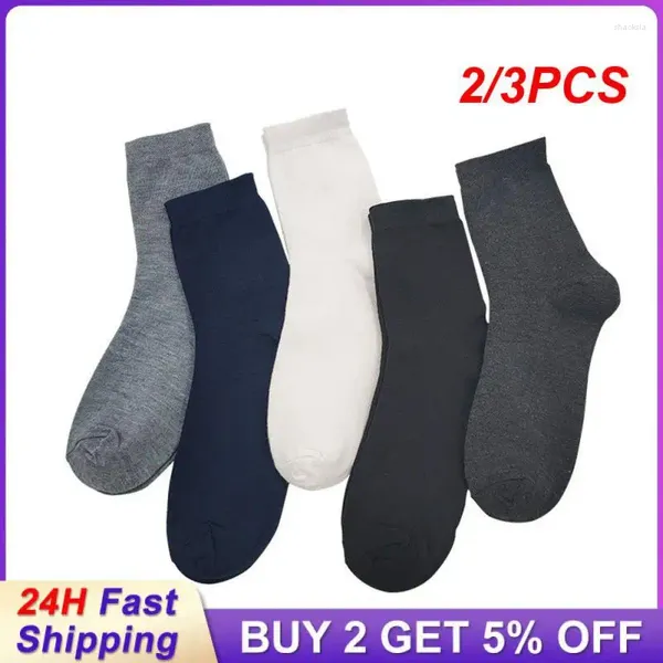 Chaussettes pour hommes 2/3 pièces conception de renfort affaires accessoires de vêtements en coton doux empêcher de tomber hommes