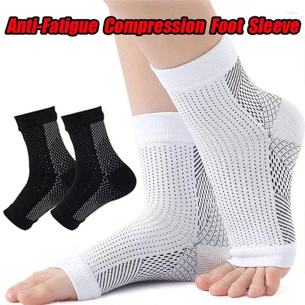 Calcetines para hombres 2 pares para hombres mujeres deportes anti fatiga compresión pie de pie ángel tobillo al aire libre manga transpirable abrazadera